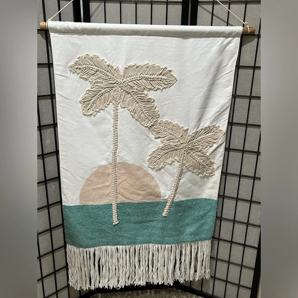 Tropical Wall Hanging with Palm Tree Design BY POTTERY BARN TEEN, 30”X 36”